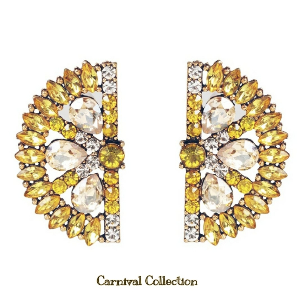 Large Lemon Wedge Shaped Statement Earrimgs